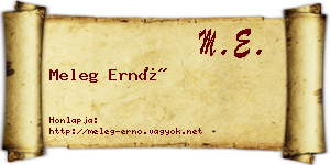 Meleg Ernő névjegykártya